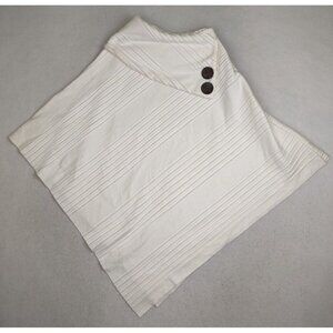 LE MODA - WOMEN'S IVORY WHITE FLEECE PONCHO SWEATER -